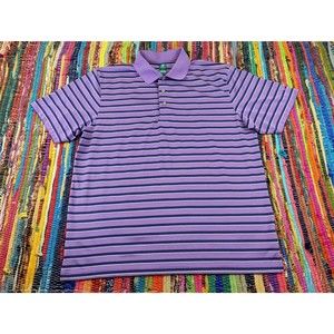 Pro Tour Airplay Men's XL Big Purple Blue Striped Golf Polo Polyester EUC